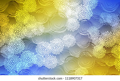 Light Blue, Yellow vector natural abstract template. Decorative shining illustration with doodles on abstract template. The doodle design can be used for your web site.