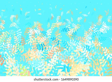 Hellblau, Gelbe Vektorillustration, Naturhintergrund mit Blättern. hinterlässt ein elegantes natürliches Muster mit Farbverlauf. Neue Vorlage für Ihr Design.