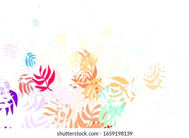 Light Blue, Yellow vector natural pattern with leaves. leaves on blurred abstract background with gradient. Colorful pattern for kid's books.