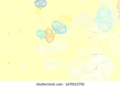 Light Blue, Yellow vector natural pattern with flowers. Flowers in natural style on white background. Textured pattern for websites, banners.
