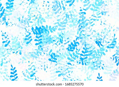 Light Blue, Yellow vector natural backdrop with leaves. leaves on elegant natural pattern with gradient. New template for your brand book.