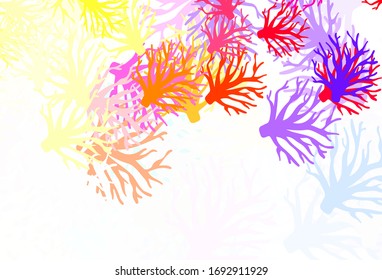 Light Blue, Yellow vector natural pattern with branches. Colorful illustration in doodle style with leaves, branches. Hand painted design for web, leaflets.