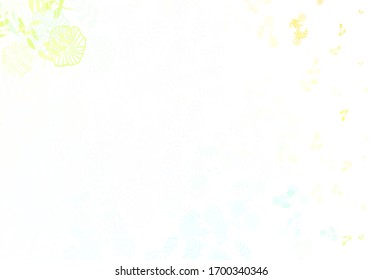 Light Blue, Yellow vector natural backdrop with leaves. leaves on blurred abstract background with gradient. Template for backgrounds of cell phones.