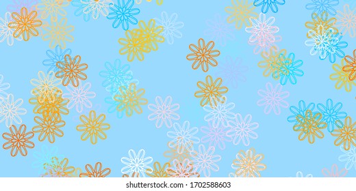 Light Blue, Yellow vector natural backdrop with flowers. Simple colored illustration with abstarct flowers. Best design for your business.