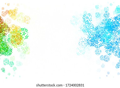 Light Blue, Yellow vector natural backdrop with leaves. Decorative illustration with doodles on abstract template. New design for your business.