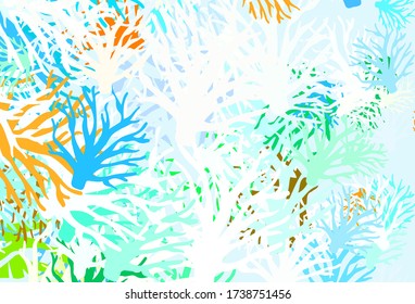 Light Blue, Yellow vector natural backdrop with branches. Doodle illustration of leaves and branches in Origami style. Brand new style for your business design.