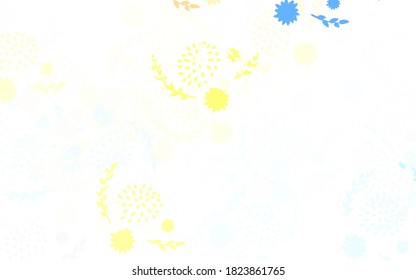 Light Blue, Yellow vector natural background with flowers, roses. Flowers in natural style on white background. Brand new style for your business design.