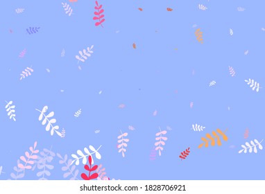 Light Blue, Yellow vector natural backdrop with leaves. leaves on elegant natural pattern with gradient. Colorful pattern for kid's books.