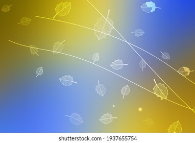 Light Blue, Yellow vector natural pattern with trees, branches. Decorative design of flowers on white background. Textured pattern for websites, banners.