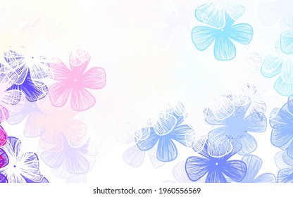 Light Blue, Yellow vector natural pattern with flowers Glitter abstract illustration with flowers. Template for backgrounds of cell phones.