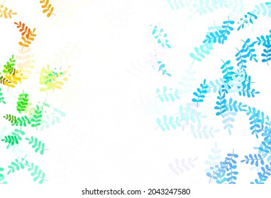 Light Blue, Yellow vector natural pattern with leaves. Colorful abstract illustration with leaves in doodle style. New design for your business.