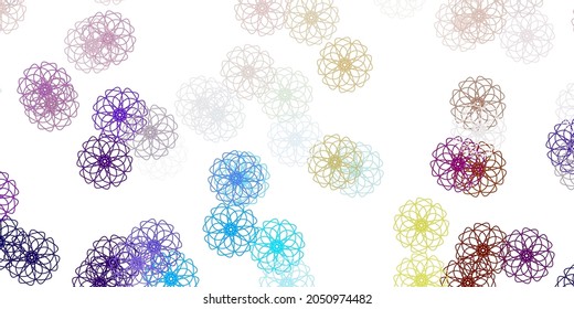 Light blue, yellow vector natural backdrop with flowers. Gradient colorful abstract flowers on simple background. Best design for your business.