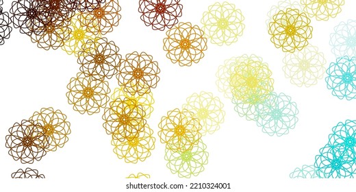 Azul claro, Rectación natural vectorial amarilla con flores. Ilustración simple de color con flores abstractas. Diseño inteligente para folletos, libros.