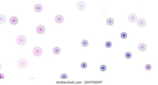 Azul claro, amarillo vectorial fondo natural con flores. Ilustración simple de color con flores abstractas. Patrón para la promoción del día de la mujer.