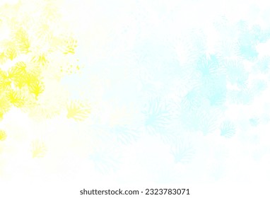 Light Blue, Yellow vector natural pattern with branches. Colorful abstract illustration with leaves in doodle style. The best design for your business.