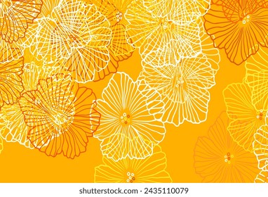 Bleu clair, arrière-plan vectoriel Jaune naturel avec feuilles. Illustration avec des fleurs de gribouillis abstraites colorées. Conception peinte à la main pour le web, emballage.