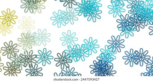 Fondo natural de Vector azul claro, amarillo con flores. Flores de colores en estilo natural sobre fondo simple. Nuevo diseño de negocio.