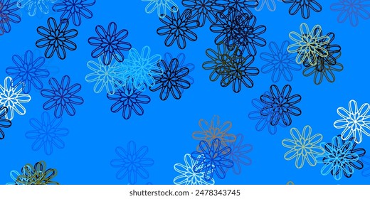 Light Blue, Yellow vector natural artwork with flowers. Gradient colorful abstract flowers on simple background. Pattern for website designs.