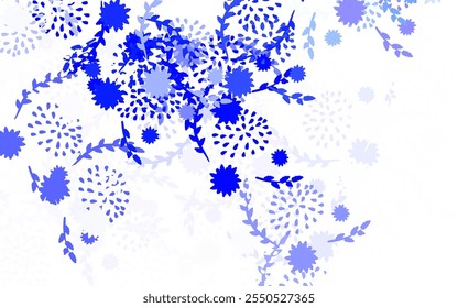 Azul claro, Vector amarillo natural con flores, rosas. Ilustración colorida en estilo doodle con flores. Patrón elegante para su libro de marca.