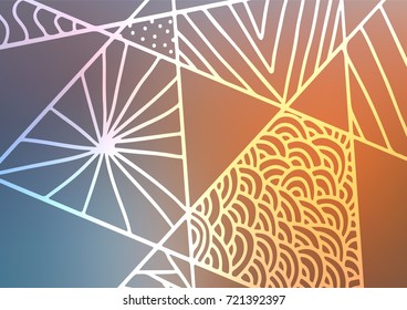 Light Blue, Yellow vector natural elegant texture. Blurred decorative design in Indian style with Zen tangles. A completely new template for your business design.