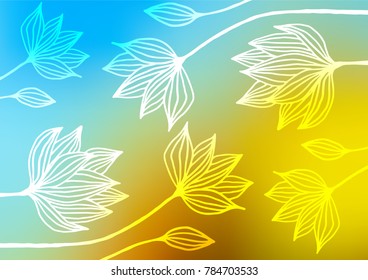 Light Blue, Yellow vector natural elegant texture. Shining colored illustration with doodles in Zen tangle style. The completely new template can be used for your brand book.