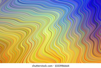 Light Blue, Yellow vector pattern with bent lines. Shining illustration, which consist of blurred lines, circles. A new texture for your  ad, booklets, leaflets.