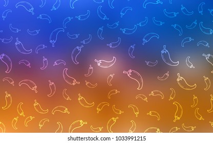 Light Blue, Yellow vector pattern with fresh peppers. Decorative shining illustration with peppers on abstract template. Doodle design for your business advert of cafes.