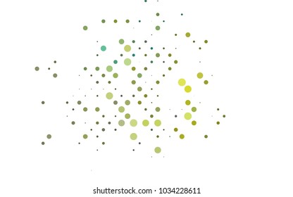 Light Blue, Yellow vector pattern with colored spheres. Geometric sample of repeating circles on white background in halftone style.