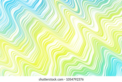 Light Blue, Yellow vector pattern with lines, ovals. Glitter abstract illustration with wry lines. The elegant pattern for brand book.