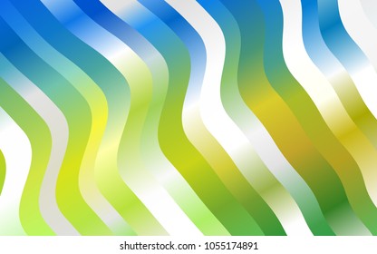 Light Blue, Yellow vector pattern with bent lines. A vague circumflex abstract illustration with gradient. A completely new template for your business design.