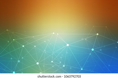 Light Blue, Yellow vector pattern with spheres, triangles. Glitter abstract illustration with connection of triangle structure. Pattern can be used as texture of wallpapers.