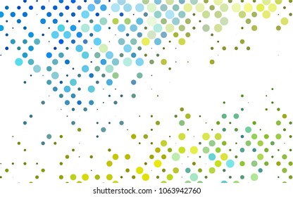 Light Blue, Yellow vector pattern with colored spheres. Geometric sample of repeating circles on white background in halftone style.