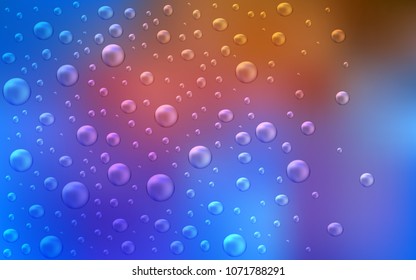 Light Blue, Yellow vector pattern with spheres. Glitter abstract illustration with blurred drops of rain. Pattern can be used as texture of water, rain drops.