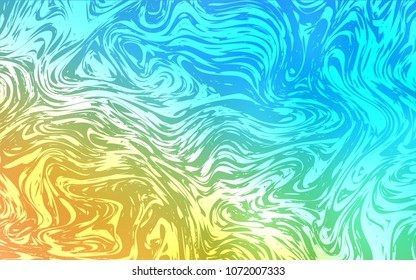 Light Blue, Yellow vector pattern with bent lines. Colorful illustration in abstract marble style with gradient. New composition for your brand book.