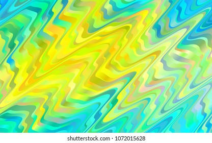 Light Blue, Yellow vector pattern with bent ribbons. A sample with blurred bubble shapes. New composition for your brand book.