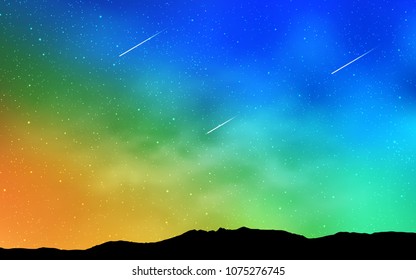 Light Blue, Yellow vector pattern with night sky stars. Shining colored illustration with bright astronomical stars. Pattern for astrology websites.