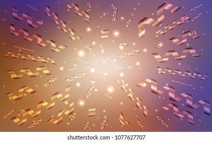 Light Blue, Yellow vector pattern with christmas ribbons. Blurred decorative design in anniversary style with confetti. New design for ad, poster, banner of your Party.