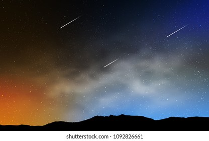 Light Blue, Yellow vector pattern with night sky stars. Space stars on blurred abstract background with gradient. Template for cosmic backgrounds.