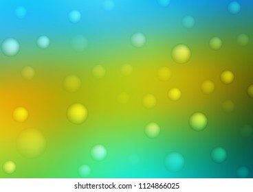 Light Blue, Yellow vector pattern with spheres. Blurred decorative design in abstract style with bubbles. The pattern can be used for ads, leaflets of liquid.