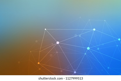Light Blue, Yellow vector pattern with spheres, triangles. Colorful illustration with circles and lines in futuristic style. New design for ad, poster, banner of your website.