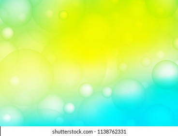 Light Blue, Yellow vector pattern with spheres. Glitter abstract illustration with blurred drops of rain. Completely new template for your brand book.