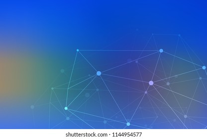 Light Blue, Yellow vector pattern with spheres, triangles. Glitter abstract illustration with connection of triangle structure. Beautiful design for your business advert.