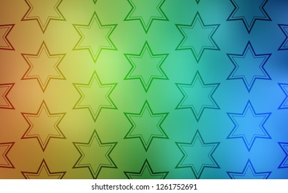 Light Blue, Yellow vector pattern with christmas stars. Glitter abstract illustration with colored stars. Smart design for your business advert.