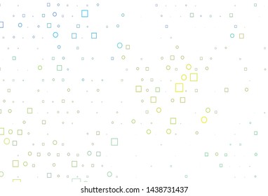 Light Blue, Yellow vector pattern with spheres, squares. Colorful illustration with circles, squares in nature style. Pattern of water, rain drops.