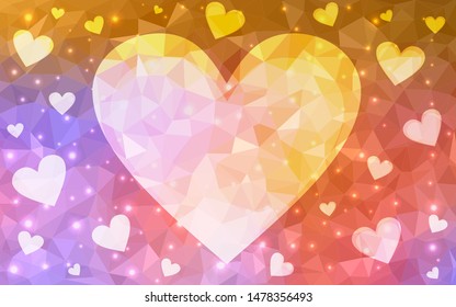 Light Blue, Yellow vector  pattern with colorful hearts. Glitter abstract illustration with colorful hearts in romantic style. Template for Valentine's greeting postcards.