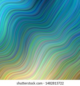 Light Blue, Yellow vector pattern with curved lines. Abstract gradient illustration with wry lines. Pattern for websites, landing pages.
