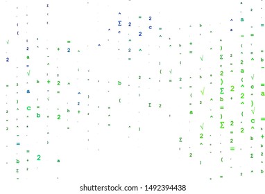 Light Blue, Yellow vector pattern with arithmetic signs. Shining colorful illustration with isolated Digit signs. Pattern for ads, poster, banner of books.