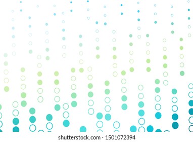 Light Blue, Yellow vector pattern with spheres. Glitter abstract illustration with blurred drops of rain. Template for your brand book.