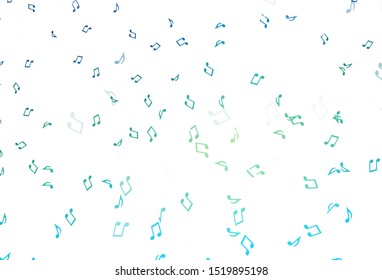 Light Blue, Yellow vector pattern with music elements. Modern abstract illustration with melody keys. Template for fasion magazines.
