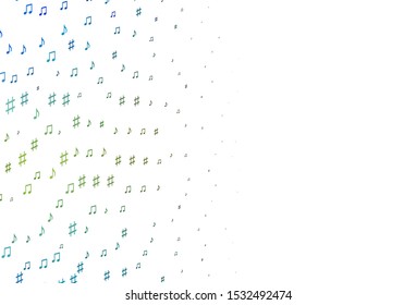 Light Blue, Yellow vector pattern with music elements. Decorative design in abstract style with music shapes. Pattern for festival leaflets.